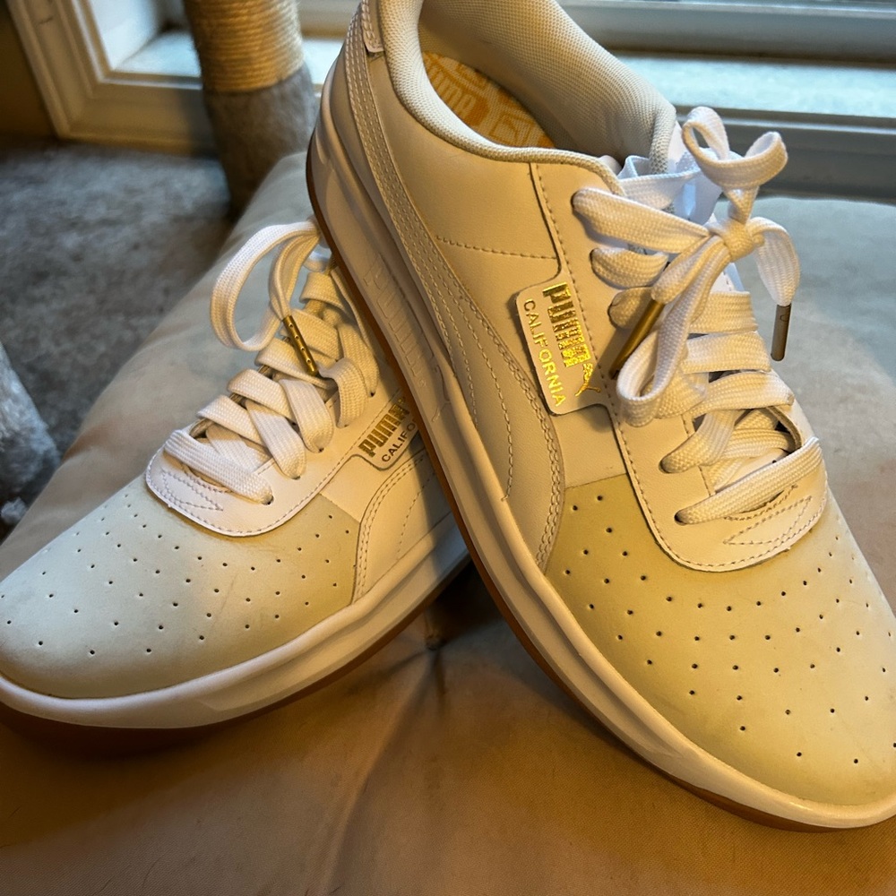 Puma California White Leather Sneakers